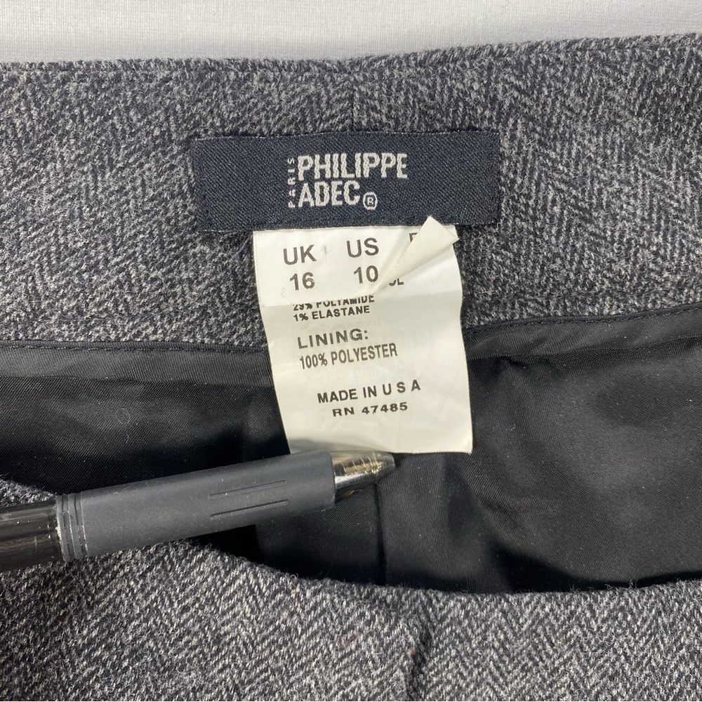 Philippe Adec Paris Women’s Flared Dress Pants Charcoal Gray Wool Blend Size 10 - Picture 6 of 7